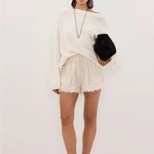 NWT DISSH Cream Lace Trim High Waist Shorts